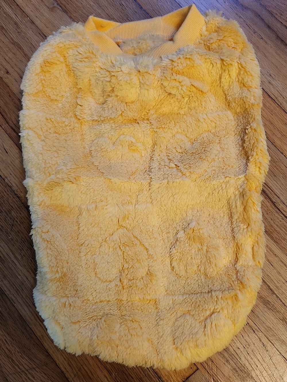 Yellow Fuzzy Heart Pet Sweater